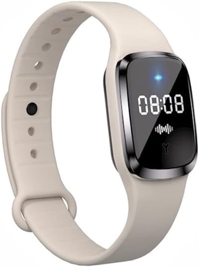 Ultrasoon Muggenwerende Armband, Elektronische Bionische Muggenwerende Ongedierte- en Insectenwerende Polsband Horloge voor Reizen, Camping Accessoires (Beige-Digitale Display)