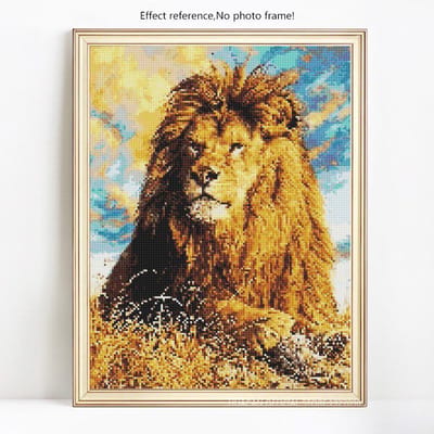 Diamant Mozaïek Dier Diamant Schilderij Met Ronde Stenen Leeuw Diamant Borduurwerk Natuur Foto's 20X30 beige