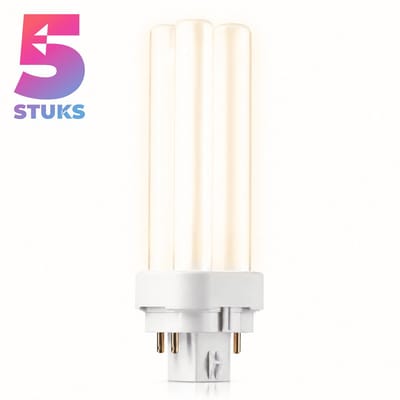 5x Stick Spaarlamp G24q-1 - 10W - Warm Wit Licht (3000K) - 600 lm - 13 jaar - Niet Dimbaar - PL-C / Dulux D D/E 4-Pin