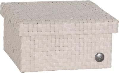 Handed by - Opbergbox met deksel – Woonkamer, slaapkamer, kinderkamer, babykamer, kantoor - Cube Basket medium - beige/champagne