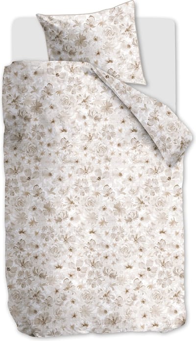 Riviera Maison Flowing Flowers dekbedovertrek - Eenpersoons - 140x200/220 - Zand