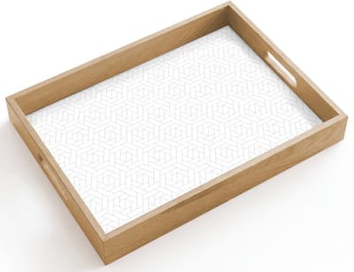 Dienblad hout 40x30 cm - Schootdienblad - Grafisch - Patroon - Modern - Tegels - Borrelplank rechthoek - Plateau dienbladen