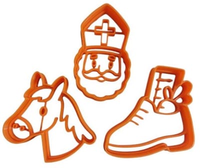 Uitsteekvormpjes Sinterklaas – Koekjes Uitstekers – Uitsteekvormen met stempel – Cookie Cutters - Sinterklaas, paard en schoentje set