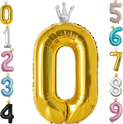 Grote Gouden Verjaardagsballon Cijfer 0 - 40 Inch Folie Ballon met Kroon voor Jubileum of Verjaardag
