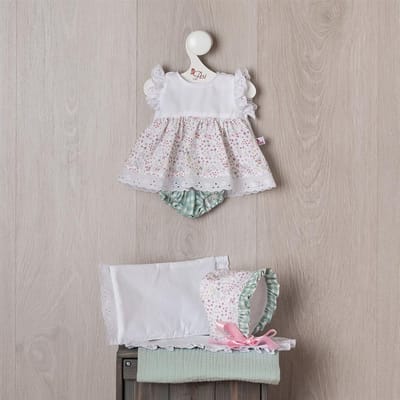 Asi poppenkleding zomerjurk met hoedje - Cloe - poppenoutfit.