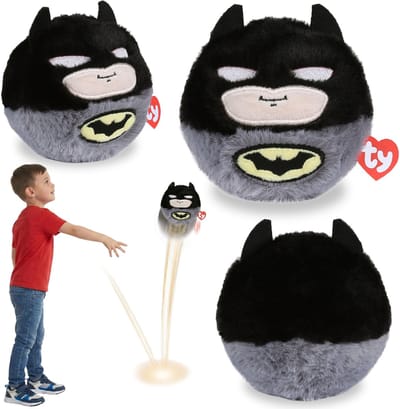 TY Batman Knuffelbal, stuiterend knuffeltje, BEANIE BOUNCERS, behendigheidsspeelgoed voor kinderen 10 cm