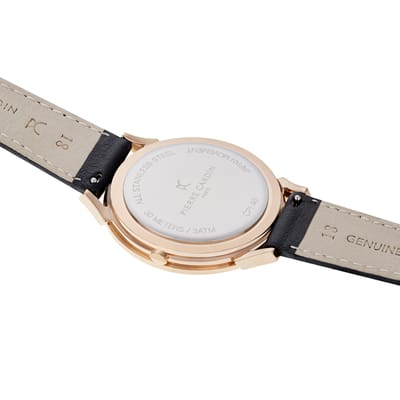 Pierre Cardin Pigalle plissée CPI.2003 Horloge - Leer - Zwart - Ø 40 mm