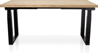 Zit-sta bureau met massief eiken blad 180 x 90 cm - MRC PRO Solid NEN-EN 527 - elektrisch verstelbaar - frame zwart - 125 cm hoog - 200KG draagvermogen