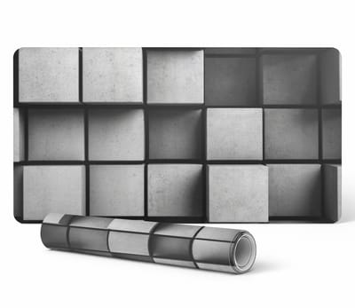 Gamingmuis- en toetsenbordmat met geometrische kubussen, 90x45 cm