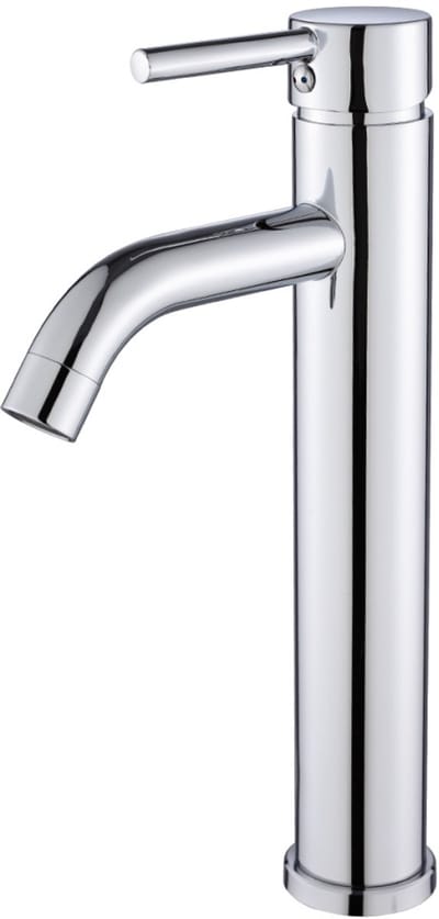 WEBO Hoge Design Wastafelkraan Toiletkraan Mediance 30 cm Messing - Waterbesparend – Gebogen – Mengkraan Koud en Warm – Chroom