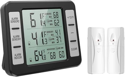 PromoHome Draadloze Temperatuur- en Vochtigheidsmeter met Drie Sensoren en Alarmfunctie