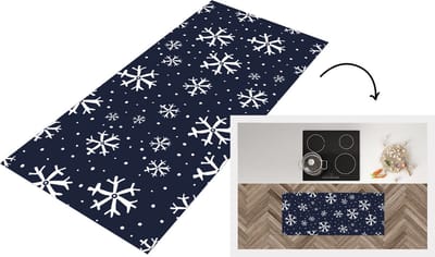 Keukenloper - Loper keuken - Winter - Sneeuwvlok - Patronen - 120x50 cm - Keukenloper vinyl