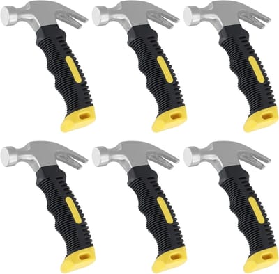 6 Pcs Mini Hammer Set van 8 oz, Carbon Stalen Hamer voor DIY Projecten Thuis en op Kantoor, Geel, Compact en Duurzaam