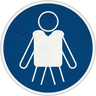 Reddingsvest verplicht gebodsbord - M053 | Sign Again materiaal | 10 cm