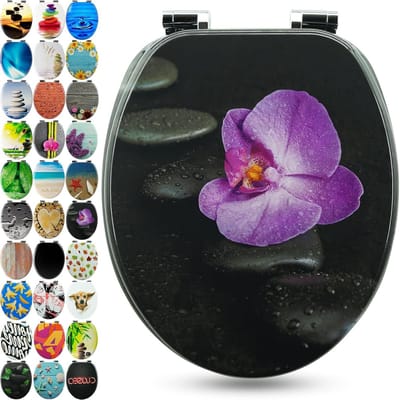 Toiletbril Hout - WC Deksel - Badkamer Upgrade - Soft Close Mechanisme - 43.5 x 37.5 cm - Way Of Orchid
