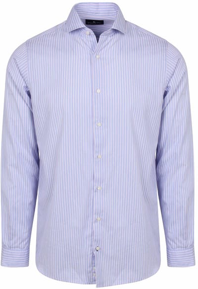 Steppin' Out Overhemd Twill Streep Lichtblauw Rood - Maat M - Heren