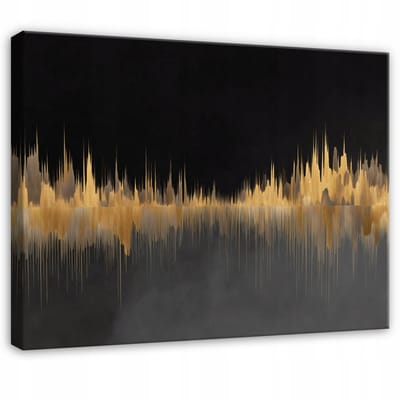 WALLARENA - Schilderij op canvas - 100x70 cm - gouden glamour abstractie - Geschikt voor slaapkamer, salon, keuken