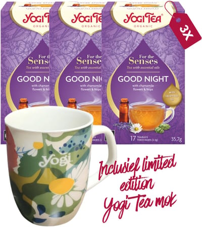 Yogi Tea For the Senses Good Night - 3 pakjes - inclusief limited edition Yogi Tea mok