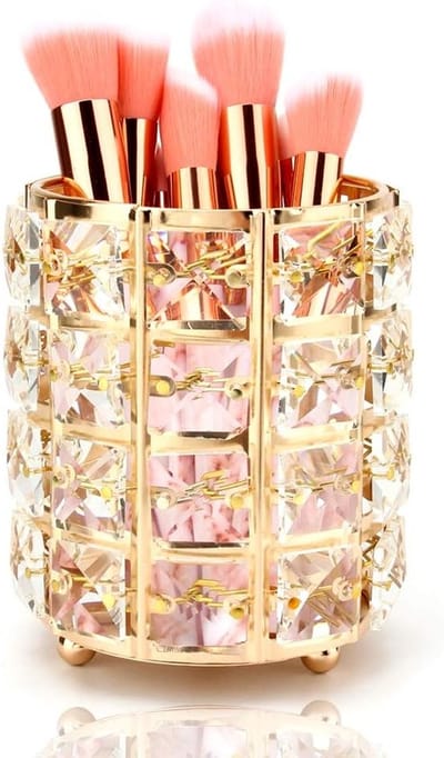 Elegante Opbergdoos voor Make-upkwasten - Kristallen Organizer voor Cosmetica, Bureau Decoratie en Penselen