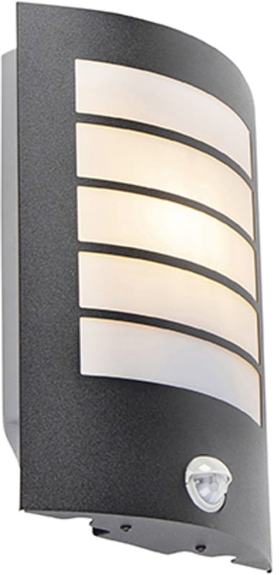 QAZQA miro - Moderne Wandlamp met Bewegingsmelder | Bewegingssensor | sensor voor buiten - 1 lichts - L 176 mm - Zwart - Buitenverlichting