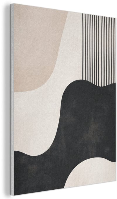 Akoestisch wandpaneel 60x80 cm - Vilt schilderij Abstract - Japandi - Beige - Modern - Akoestische panelen - Geluidsdempende wanddecoratie - Geluidsisolatie woonkamer - Muurdecoratie geluidspanelen