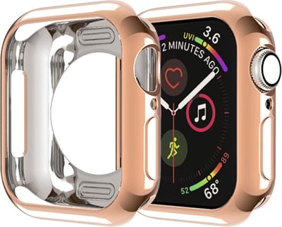 By Qubix - Siliconen case 42mm - Rosé goud - Geschikt voor Apple Watch 42mm (series 1 t/m 3) hoesje - screenprotector - Bescherming iWatch - Bescherm hoesje