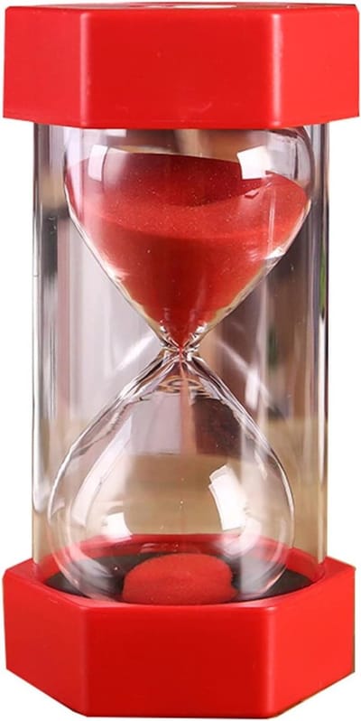 Zandloper Timer - Zandloper Keuken - Tijdbeheer Keuken - Glas en Gekleurd Zand - 5 Minuten - Rood