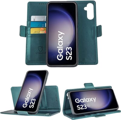 Geschikt voor Samsung Galaxy S23 Book Case Hoesje - Uitneembaar Hoesje - Magnetische Sluiting - Portemonnee Turqoise