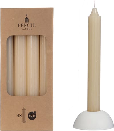Potlood kaarsen set 4 stuks dia. 2.2 x H 20 cm creme - Dinerkaars - Tafelkaars