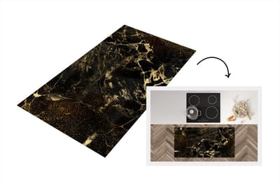 Keukenloper - Loper keuken - Goud - Zwart - Abstract - 120x60 cm - Keukenloper vinyl