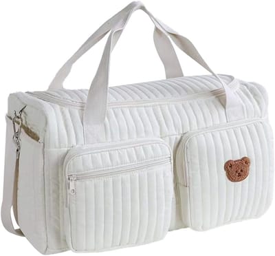 KZQ Gestikte Bloemen Duffle Tas Voor Vrouwen Katoenen Reisweekendtas Met Aanpasbare Schouderband Grote Bloemenprint Coquette Bag Voor Reizen En Dagelijks Gebruik