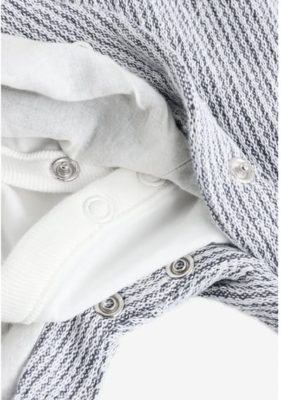 Next - Jongens - Set met bretelbroeken en Bodysuit van geweven katoen voor baby's - Grijs