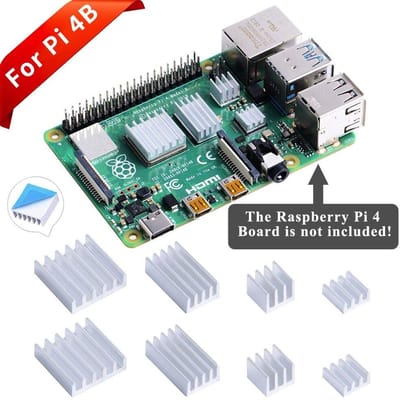 Allecto - Raspberry Pi Heat Sink - Aluminium Koeler - Perfecte Warmteafvoer - Geschikt voor Raspberry Pi 4 Model B - 8x Aluminium Heatsink - Inclus...