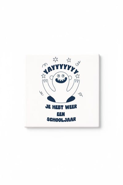 Grappige Schooljaar Tegel – Schattig Blij Monster Design – “Je Hebt Weer Een Schooljaar Overleefd” Keramische Decoratieve Tegel Cadeau