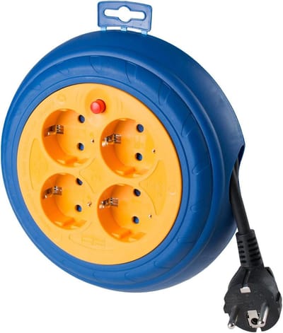 SnelShoppen - Kabelhaspel met 4 T/TL-stopcontacten, 3 m lange kabel, 3 x 1,5 mm, ideaal voor thuis, kantoor, tuin, feest en camping