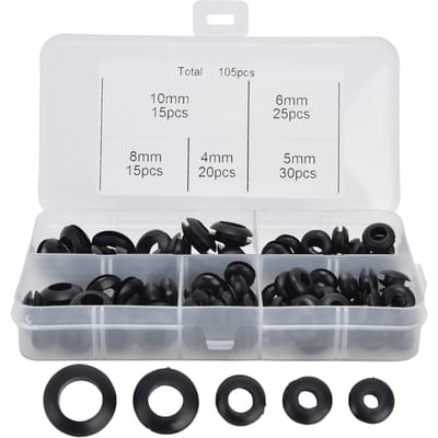 105 Stuks Tule Assortimentskit Rubber Elektrische Pakkingringen Bedrading Loodgieterswerk Beschermende Spiraal gray