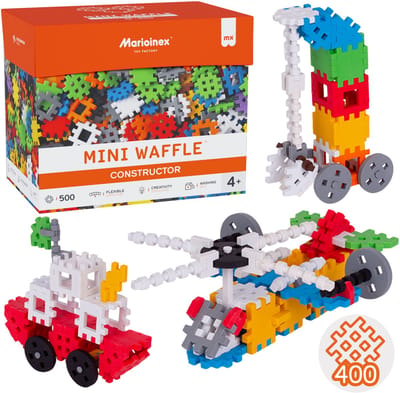 Marioinex Mini Waffle Constructor Bouwblokkenset, zachte blokken voor kinderen, veilig – 500 stuks