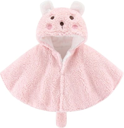 Kinder Poncho Vest - Baby Cape - Buiten Warm Blijven - Capuchon Met Oren - Losse Pasvorm - Bruin