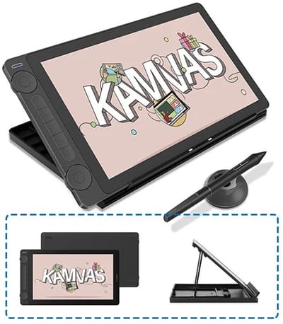Emvae Huion Kamvas 13 Gen 3 - Grafische Tablet met Scherm - 13,3 inch FHD - 16K Drukniveaus - Zwart - Met Standaard