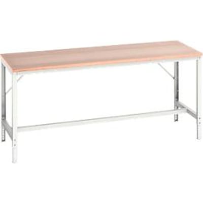 Bott Werkbank Verso - met set dwarsverbindingen - B 2000 x D 800 x H 780 - 930 mm - draagvermogen tot 600 kg - werkbald in beuken multiplex - onderstel lichtgrijs RAL 7035