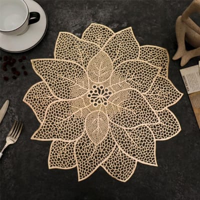 Dailygoods- Placemat Set van 2 - Ronde Placemat - Hittebestendig - Antislip - PVC - 38 cm - Goud/Zilver - Tafelonderzetters