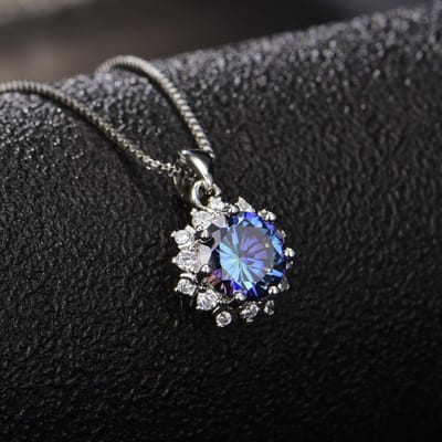 POMOiii 3 karaat acht hart acht pijl blauwe bloemvorm hanger damesketting voor vrouwen charme bruiloft verloving fijne sieraden nieuw trendy