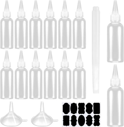 Set van 14 Stuks 100ml Squeeze Flessen voor Vullen van Verf, Olie en Sauzen met Labels en Trechter