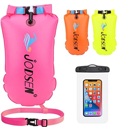 Opblaasbare Droogtas en Zwemboei voor Open Water Zwemmen – Waterdichte Telefoonhoes – Ideaal voor Kajakken, Snorkelen en Triathlons