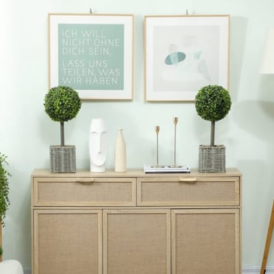 2-delige Set Kunstplanten – UV-bestendig met Bloempot, Voor Binnen en Buiten, Kunststof & Cement, Groen