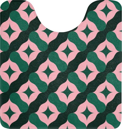WC mat met uitsparing 55x60 cm - Antislip - Groen - Roze - Retro - Sterren - Toiletmat met uitsnijding - Vloermat - Douchemat - Toilet tapijt - Toiletmatten
