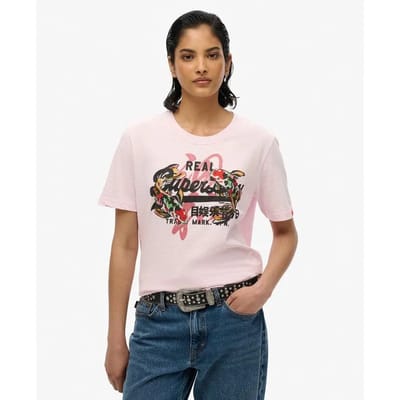 Superdry - Tokyo T-shirt met vintage logo en relaxte pasvorm - Dames - T-shirts