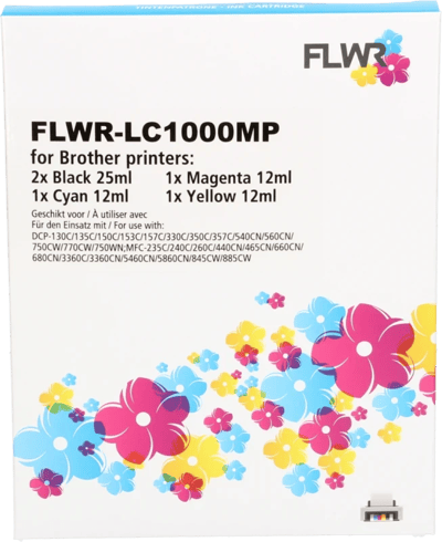 FLWR - Cartridges / Brother LC-970 - LC-1000 Multipack / zwart en kleur / Geschikt voor Brother