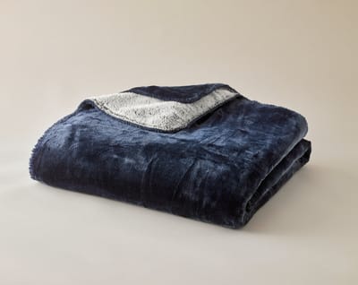 Plaids Cocooning - fleece deken - plaid - Cosy Bicolore Blue - super zachte plaid - 150cm x 200 cm