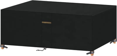 Famanu - Tuinmeubelhoezen Waterdicht 420D Oxford Stof UV-Bestendig Scheurvast voor Tafel Stoelen Salontafel Banken Tuinmeubelen Beschermhoezen Vierkant Zwart 90x90x90cm